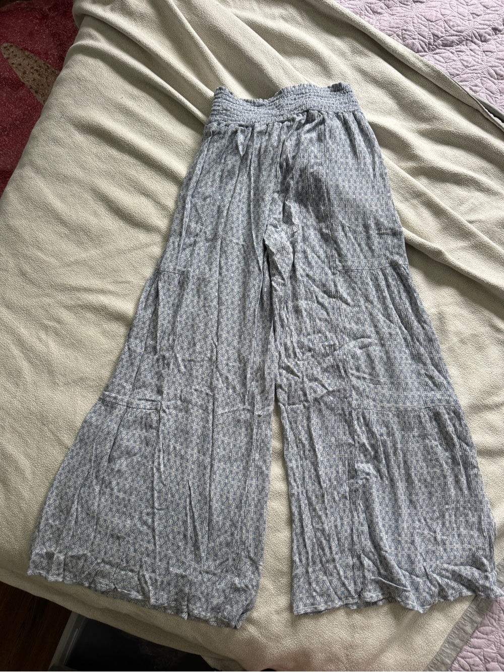 Mahina wide leg smocked pants sz M (dusty blue)